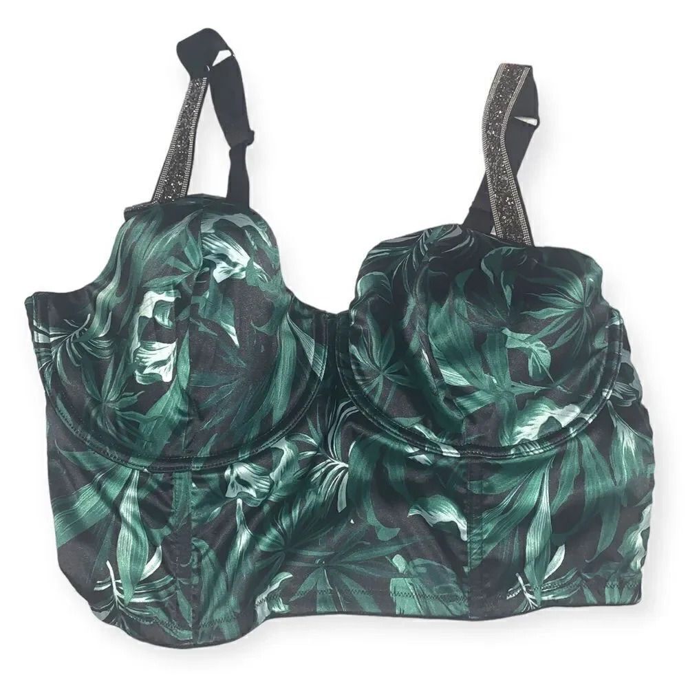 Victorias Secret Bra 38DD Very Sexy Shine Straps Palm Bustier Long Bra 1199